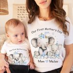 Boby bébé ou T-shirt adulte personnalisé avec noms et année - Cadeau naissance fête des Mères pour bébé nouveau-né nouvelle maman