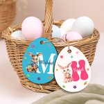 Personalized Cute Bunny Initial Easter Egg Shape Wood Tag with Name Easter Party Gift for Boys Girls 3