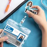 Personalized Cartoon Medical Character Acrylic Badge Reel with Name and Job Title Nurse Week Appreciation Gift for Doctor Nurse Medical Staff