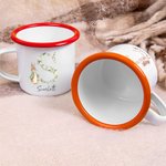 Mug émaillé personnalisé Peter Rabbit avec initiale florale 12 oz avec nom Camping Pâques Cadeau d'anniversaire pour enfants