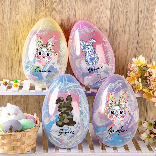 Personalised Easter Bunny Fillable Jumbo Easter Egg with Name Holiday Basket Stuffers Easter Birthday Party Favors Gift for Kids