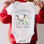 Boby bébé ou T-shirt adulte personnalisé avec noms et année - Cadeau naissance fête des Mères pour bébé nouveau-né nouvelle maman