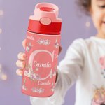 Gepersonaliseerde Peter Rabbit bloemennaam 12 oz geïsoleerde waterfles met siliconen rietje en morsbestendig deksel Verjaardagscadeau voor jongens meisjes