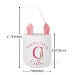 Cesta de Pascua Personalizada Happy Easter Cute Peter Rabbit Bunny Ears Easter Basket with Initial and Name Easter Egg Hunt Party Favors Birthday Gift for Boys Girls