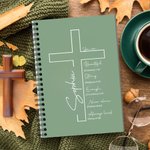Personalised Cross Bible Verse A5 Spiral Notebook with Name and 120 Pages Paper Birthday Religious Baptism Gift for Family Friends Christians