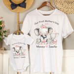 Boby bébé ou T-shirt adulte personnalisé avec noms et année - Cadeau naissance fête des Mères pour bébé nouveau-né nouvelle maman