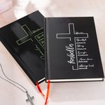 Personalized Bible Verse Cross A5 Notebook with Name and 200 Lined Pages Baptism Graduation Birthday Gift for Christian Office Worker