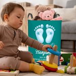 Cestino portabiancheria impermeabile personalizzato con nome e informazioni sulla nascita Baby Shower Regalo di inaugurazione per bambini e famiglia