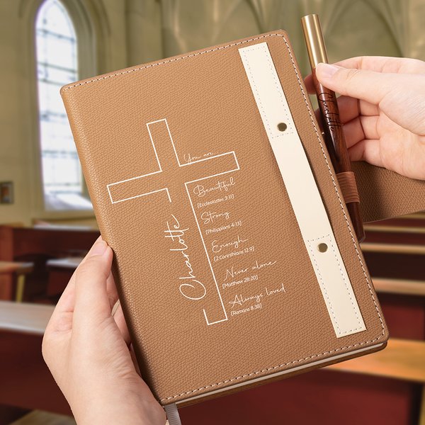 Personalizada Cruz Nombre Biblia Versículo A5 Cuaderno rayado con Bolígrafo Loop Iglesia Estudio Cumpleaños Religioso Regalo para Familia Amigos Cristiano