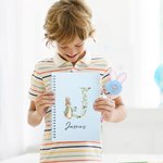 Personalisierte Ostern Bunny Floral Initial Spiral Notebook und Pom Pom Pen Set mit Namen zurück zu Schule Ostern Geschenk für Jungen Mädchen