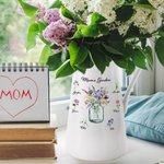 Personalized Grandma's Garden Birth Flower Ceramic Vase with 1-6 Names Home Decor Mother's Day Gift for Mom Grandma