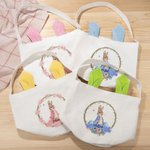 Personalized Bunny Ear Peter Rabbit Wreath Large Capacity Bucket Bag with Name Easter Egg Hunt Birthday Holiday Party Favors Gift for Kids