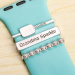 Personalized Pickleball Racket 3 Pcs Watch Band Charm with Engraved Text Smartwatch Accessories Birthday Anniversary Gift for Sports Lovers