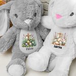 Personalisierte Ostereier Blumen Kreuz niedlich Plüsch Hase Stofftier Spielzeug mit Namen Ostern Baby Dusche Geburtstag Geschenk für Kinder