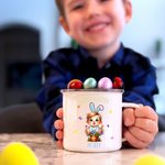 Personalisierte 3D Cartoon Blumentopf Junge Mädchen 11oz Silber Rand Emaille Becher mit Namen Happy Easter Holiday Party Favor Geschenk für Kinder