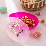 Spersonalizowane jajko wielkanocne Cute Bunny Bow Initial Fillable Jumbo Easter Egg z imieniem Party Favor Egg Hunting Easter Hamper Gift for Boys Girls