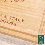 Personalized Dandelion Love Is In the Air FSC Bamboo Charcuterie Cutting Board with Name and Juice Groove Ship from USA Wedding Gift for Couple Friend