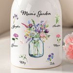Personalized Grandma's Garden Birth Flower Ceramic Vase with 1-6 Names Home Decor Mother's Day Gift for Mom Grandma