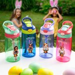 Personalisierte 3D Cartoon Blumentopf Junge Mädchen 16 oz Kind Wasserflasche mit Griff und Stroh zurück zu Schule Ostern Geburtstag Geschenk für Kinder