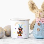Personalisierte 3D Cartoon Blumentopf Junge Mädchen 11oz Silber Rand Emaille Becher mit Namen Happy Easter Holiday Party Favor Geschenk für Kinder