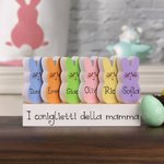Set di blocchi di legno personalizzati da 1 a 15 coniglietti colorati con nome decorazione per la casa regalo di Pasqua per famiglia