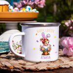 Personalisierte 3D Cartoon Blumentopf Junge Mädchen 11oz Silber Rand Emaille Becher mit Namen Happy Easter Holiday Party Favor Geschenk für Kinder