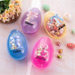 Spersonalizowane jajko wielkanocne Cute Bunny Bow Initial Fillable Jumbo Easter Egg z imieniem Party Favor Egg Hunting Easter Hamper Gift for Boys Girls