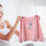 Personalizado lindo Peter Rabbit Pascua Conejito Bordado Suéter de punto con nombre Cumpleaños Pascua Regalo para Niños Niñas