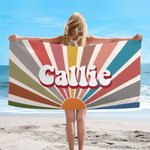 Personalized Multicolor Oversized Quick Dry Sun Reflection Name Beach Towel Travel Essential Birthday Gift for Family Friend