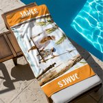 Toalla de playa de gran tamaño y secado rápido personalizada con foto multicolor y texto Vacaciones de verano Viaje Imprescindible Fiesta en la playa Regalo para la familia Niños