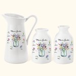 Personalized Grandma's Garden Birth Flower Ceramic Vase with 1-6 Names Home Decor Mother's Day Gift for Mom Grandma