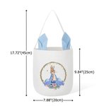 Personalized Bunny Ear Peter Rabbit Wreath Large Capacity Bucket Bag with Name Easter Egg Hunt Birthday Holiday Party Favors Gift for Kids