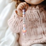 Personlig smokkholder med smokkholder med navn og perlekjede med smokk Kjede Bursdagsgave til baby shower for nyfødte