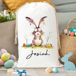 Conejito de Pascua personalizado de gran capacidad Bolsa de regalo de lona con nombre Búsqueda del huevo de Pascua Fiesta de Navidad Regalo para niños Familia