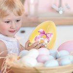 Spersonalizowane jajko wielkanocne Cute Bunny Bow Initial Fillable Jumbo Easter Egg z imieniem Party Favor Egg Hunting Easter Hamper Gift for Boys Girls