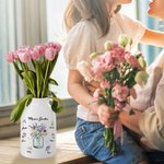 Personalized Grandma's Garden Birth Flower Ceramic Vase with 1-6 Names Home Decor Mother's Day Gift for Mom Grandma