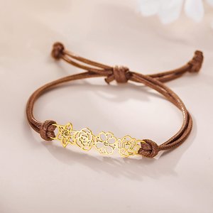 Gepersonaliseerde Minimalistische Verstelbare 1-8 Geboorte Bloem Waxed Line Armband Bedel Sieraden Verjaardag Kerstcadeau voor Vrouwen