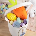 Personalized Bunny Ear Peter Rabbit Wreath Large Capacity Bucket Bag with Name Easter Egg Hunt Birthday Holiday Party Favors Gift for Kids
