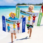 Toalla de playa de gran tamaño y secado rápido personalizada con foto multicolor y texto Vacaciones de verano Viaje Imprescindible Fiesta en la playa Regalo para la familia Niños