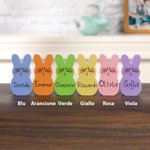 Set di blocchi di legno personalizzati da 1 a 15 coniglietti colorati con nome decorazione per la casa regalo di Pasqua per famiglia