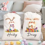 Conejito de Pascua personalizado de gran capacidad Bolsa de regalo de lona con nombre Búsqueda del huevo de Pascua Fiesta de Navidad Regalo para niños Familia