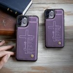 Personalisierte Kreuz Bibel Leder Flip Wallet Handyhülle für iPhone mit Namen RFID-Blockierung Karteninhaber Taufe Geburtstag Geschenk für Christen