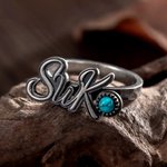 Personalized Simple Line Design Turquoise Ring with Initial Western Culture Jewelry Birthday Gift for Women Cowgirl Lovers
