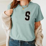 Personalized Multicolor Leopard Print Initial Number Soft Crewneck T-shirt Sweatshirt Birthday Appreciation Gift for Family Friends