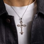 Personalised Punk Cross Compass Photo Projection Necklace Gothic Style Jewellery Anniversary Birthday Gift for Family Friends Rock Lovers