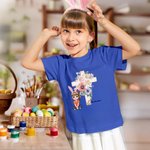 Spersonalizowany Krzyż Narodzin Kwiat Królik Ucho Kreskówka Postać Dziecko Dorosły T-shirt Bluza z Imieniem Wielkanoc Impreza Prezent dla Dzieci Rodzina