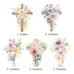 Personalized Cartoon Character Cross 1-5 Birth Flowers Soft Throw Pillow Cover with Name Easter Housewarming Gift for Family Friends