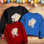 Spersonalizowany Krzyż Narodzin Kwiat Królik Ucho Kreskówka Postać Dziecko Dorosły T-shirt Bluza z Imieniem Wielkanoc Impreza Prezent dla Dzieci Rodzina