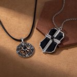 Personalised Punk Cross Compass Photo Projection Necklace Gothic Style Jewellery Anniversary Birthday Gift for Family Friends Rock Lovers