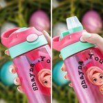 Personalized Cartoon Mini Boss Character Name 16 oz Kid Water Bottle with Straw and Spill-Proof Lid Back to School Birthday Gift for Girls Boys